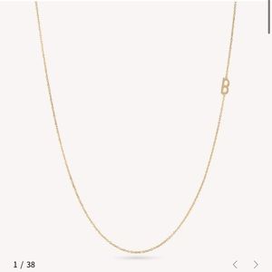14k yellow gold Stone and Strand Asymmetric Initial Necklace letter C